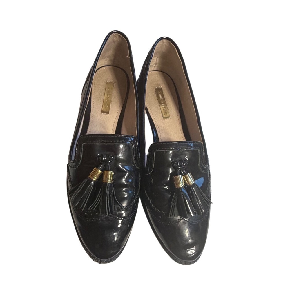 Louise et Cie Joey Black Patent Leather Tassel Loafers Wingtip Brogue 8.5 M